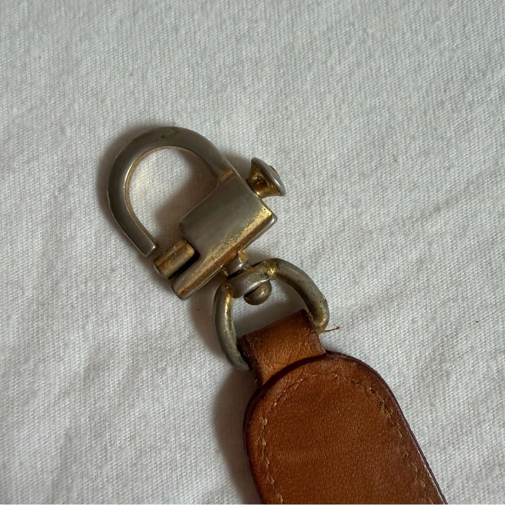 Burberrys Vintage Leather Keychain Logo Brass RARE - Picture 4 of 5